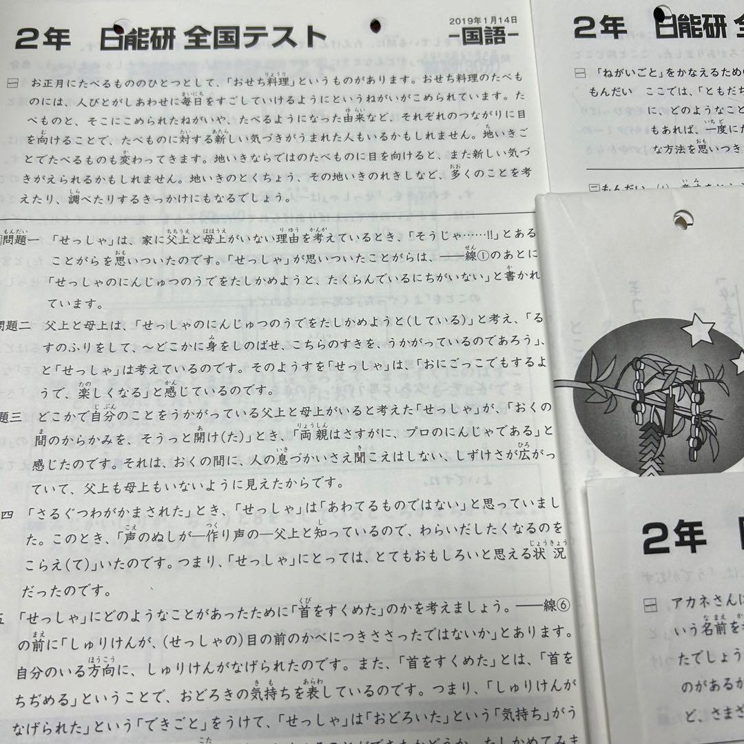 希少　2019年度　二年　日能研　全国テスト　5回分