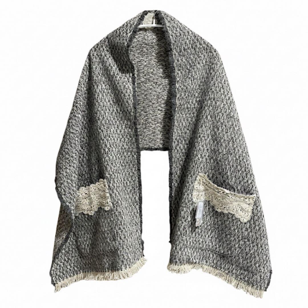 【新品・タグ付き】REI レースポケット付きストール