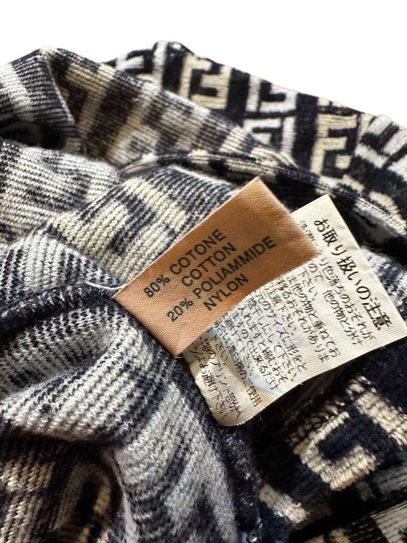 国内正規品！美品！FENDI パイル生地 半袖カットソー ズッカ柄 44 ブルー