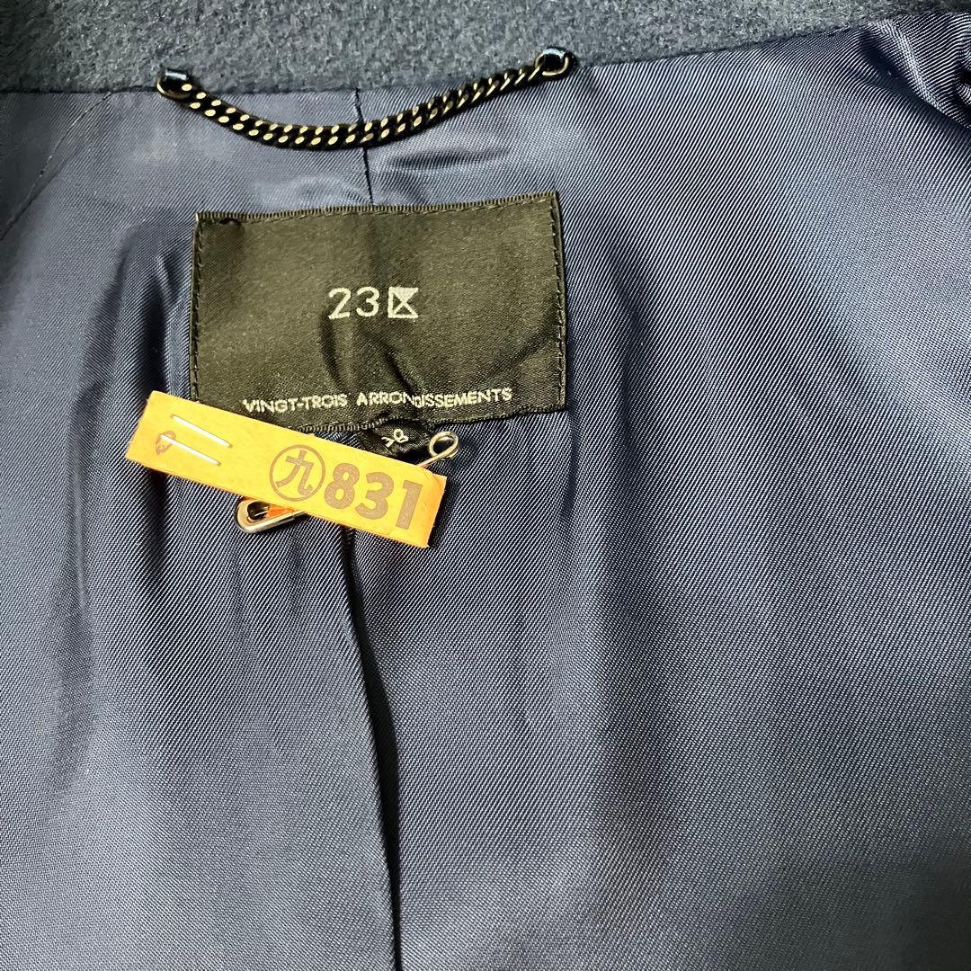 美品❣️SALE❣️23区 ウール キュプラ　ネイビー　スタンドカラー