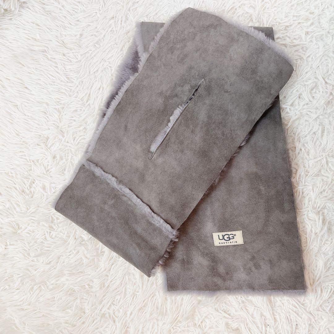 新品✨タグ付き UGG アグー マフラー ムートン リバーシブル グレー