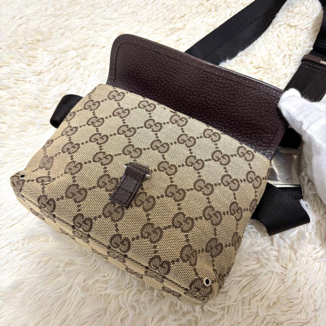 美品✨グッチ ボディバッグ GG キャンバス ジャッキー ベージュ ブラウン