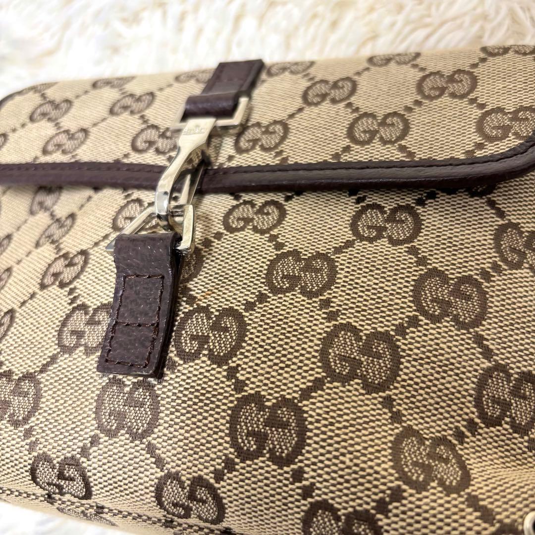 美品✨グッチ ボディバッグ GG キャンバス ジャッキー ベージュ ブラウン