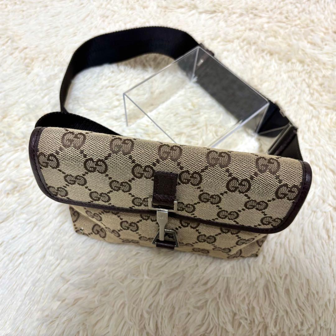 美品✨グッチ ボディバッグ GG キャンバス ジャッキー ベージュ ブラウン
