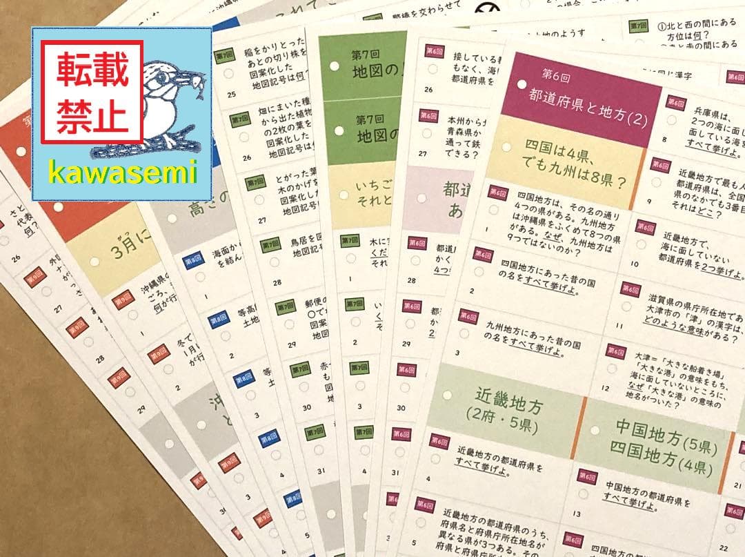 NEW【中学受験】予習シリーズ社会 4年上 (全単元) 地理 暗記カードa