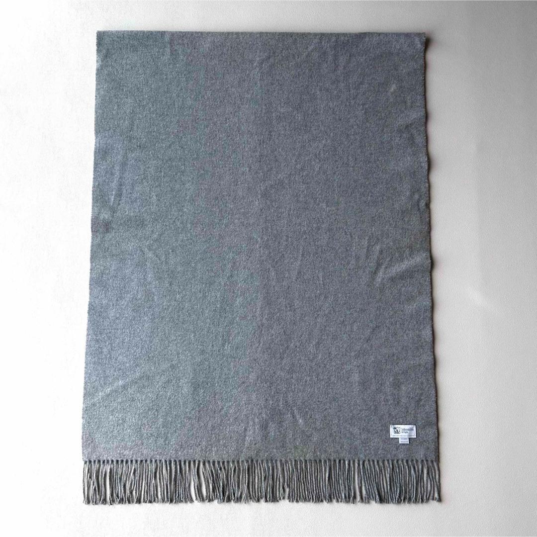 5520【美品】ジョンストンズ 　大判ストール カシミヤ100％ 無地 グレー