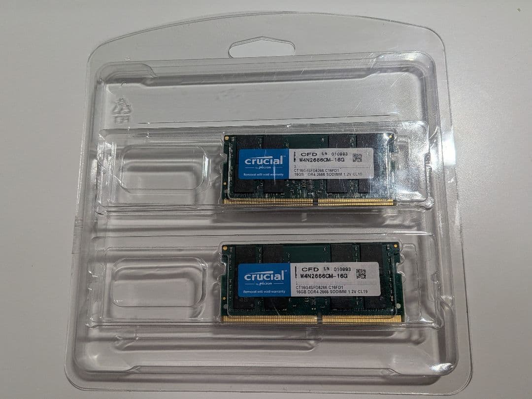 Crucial DDR4 32GB (16GB×2) 2666 ノートパソコン