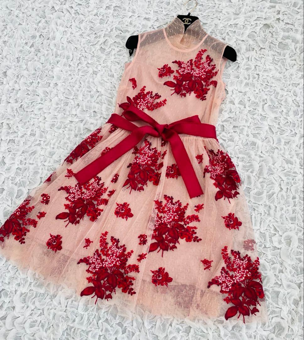 RED VALENTINO レッドバレンティノ　チュール刺繍のワンピース
