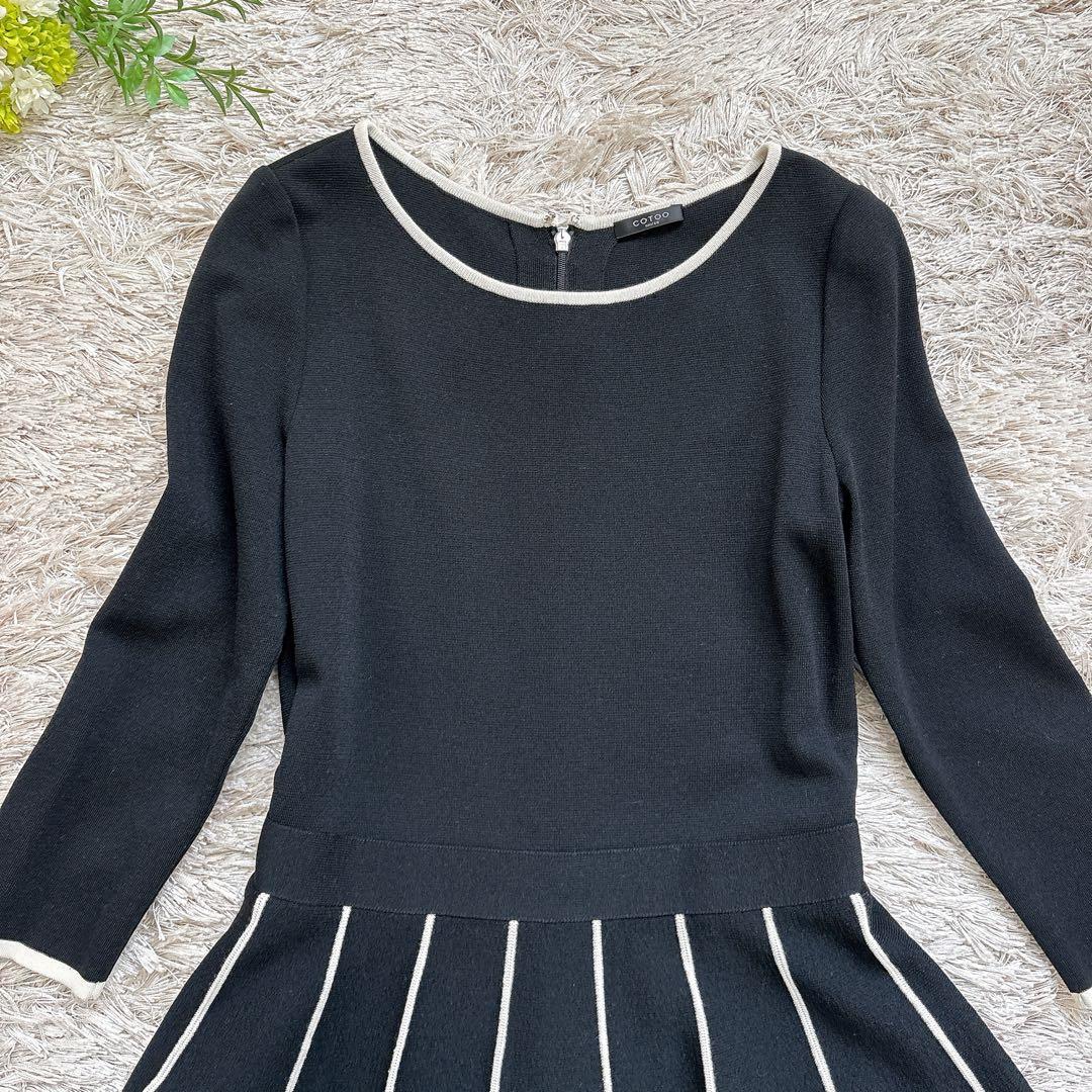 極美品✨COTOO プリーツライクニットワンピース ブラック 三陽商会 38
