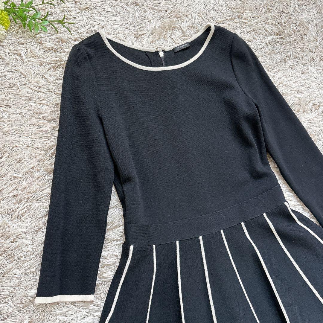 極美品✨COTOO プリーツライクニットワンピース ブラック 三陽商会 38