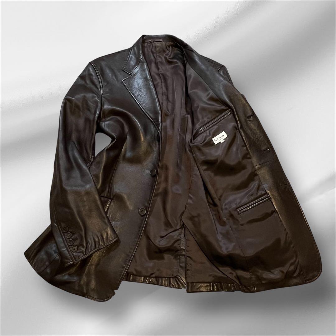 一点物　Paul Smith テーラードジャケット M ブラウン レザー 羊革