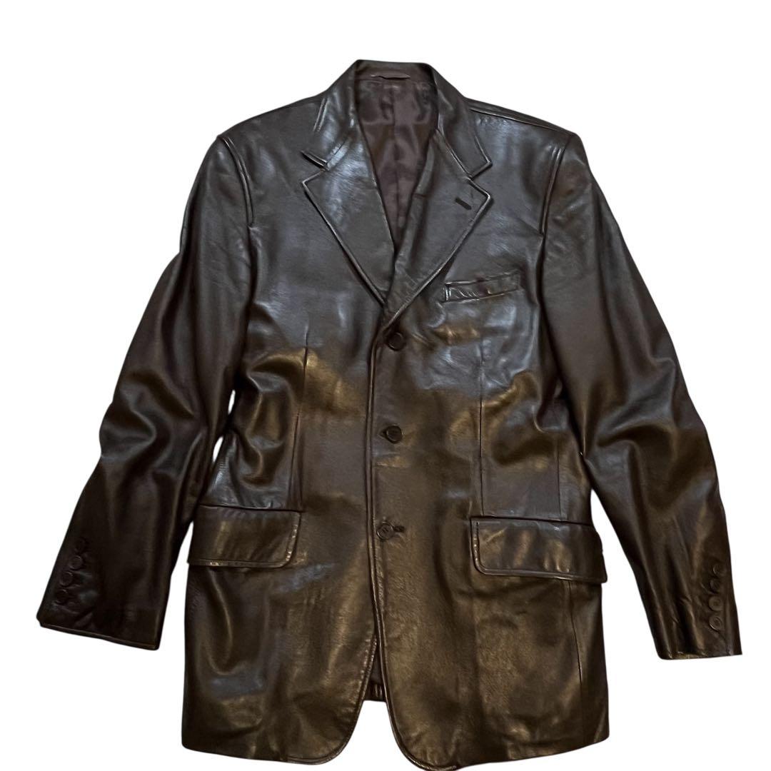 一点物　Paul Smith テーラードジャケット M ブラウン レザー 羊革