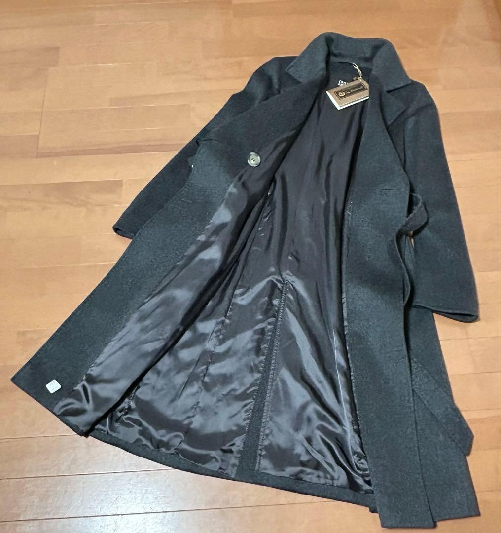 新品タグ付　イタリア製　CINZIA ROCCA　ロングコート　高級　グレー　艶