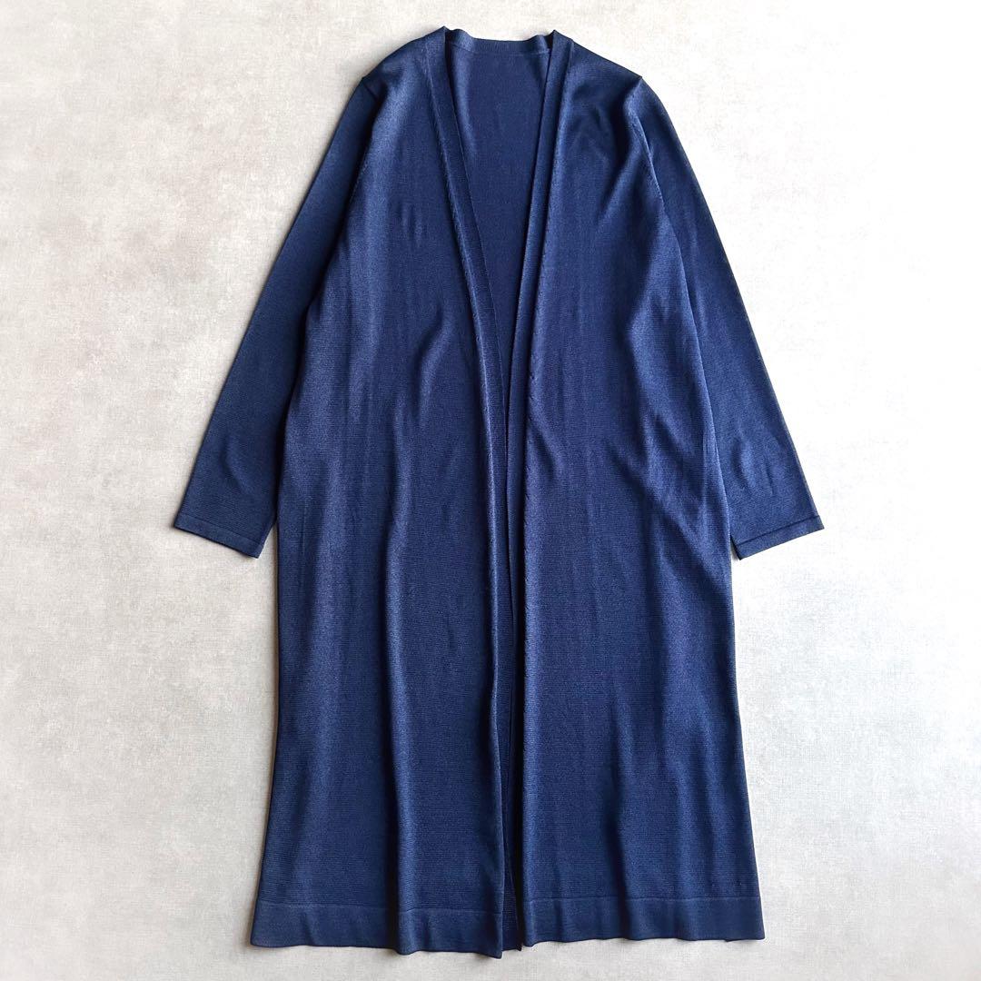 美品▲ANAYIアナイ//アセテートポリエステルロングカーディガン▲ネイビー