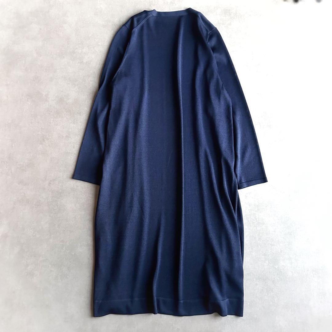 美品▲ANAYIアナイ//アセテートポリエステルロングカーディガン▲ネイビー