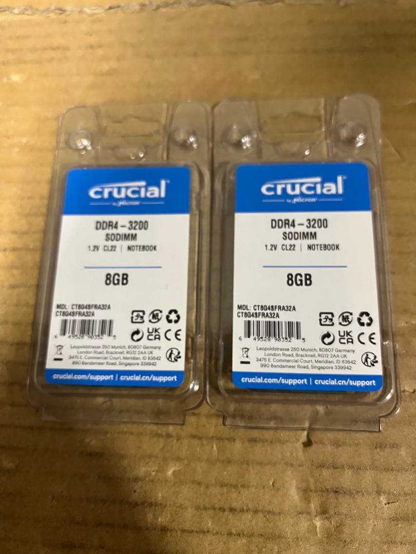 Crucial ノートメモリ8GBx2枚　CT8G4SFRA32A