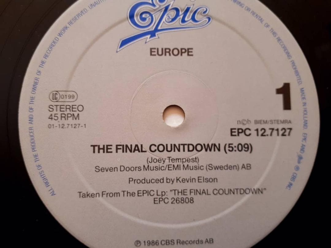 ヨーロッパ　 The Final Countdown　オランダ盤 12”
