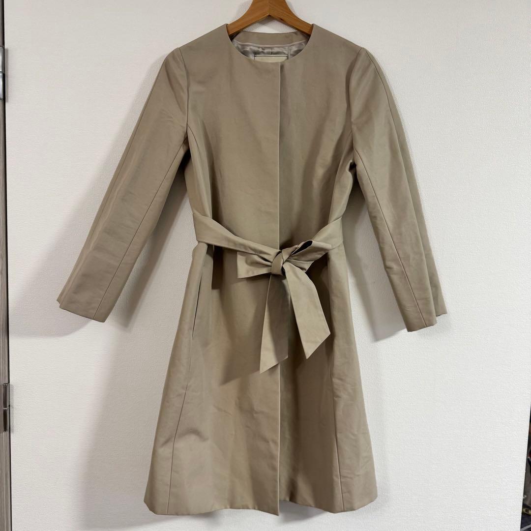 【美品】ユナイテッドアローズノーカラートレンチ 38サイズ ベージュ春秋