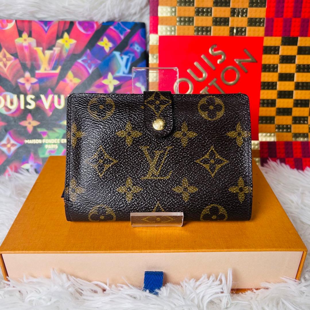 LOUIS VUITTON モノグラム 二つ折り財布 がま口 M61663 茶色