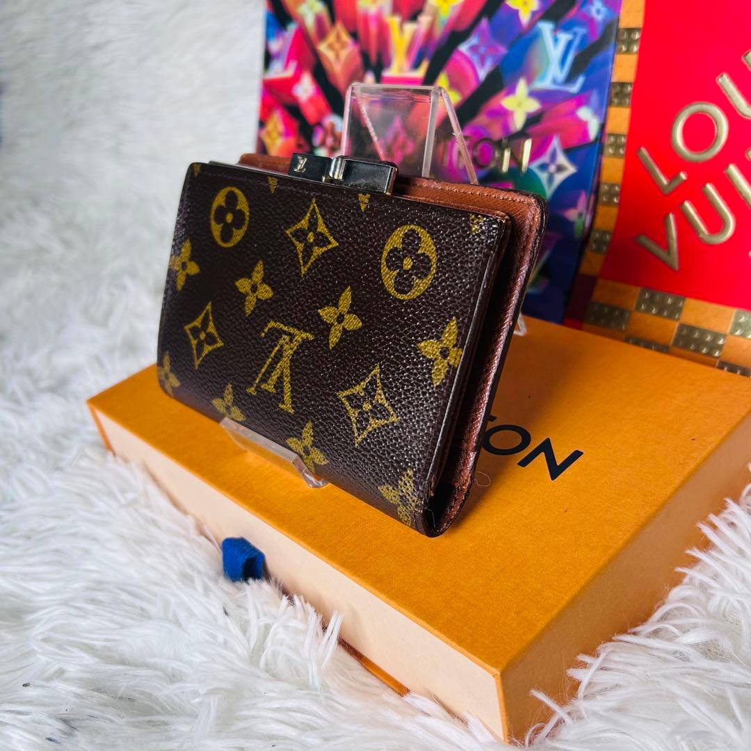 LOUIS VUITTON モノグラム 二つ折り財布 がま口 M61663 茶色