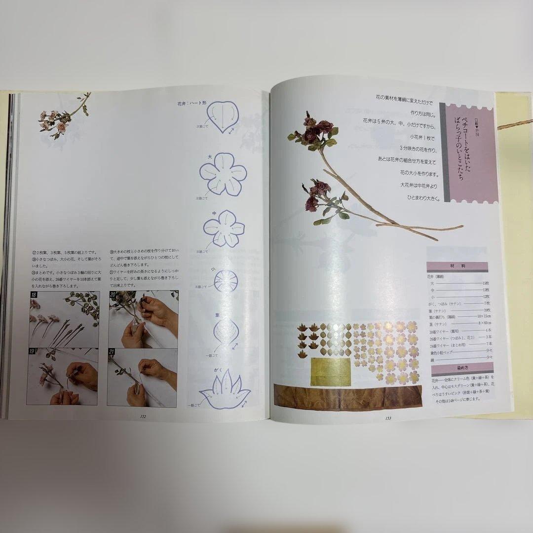 希少アートフラワー教本、布花・花の贈り物・リースとかごの花など4冊、山上るい著