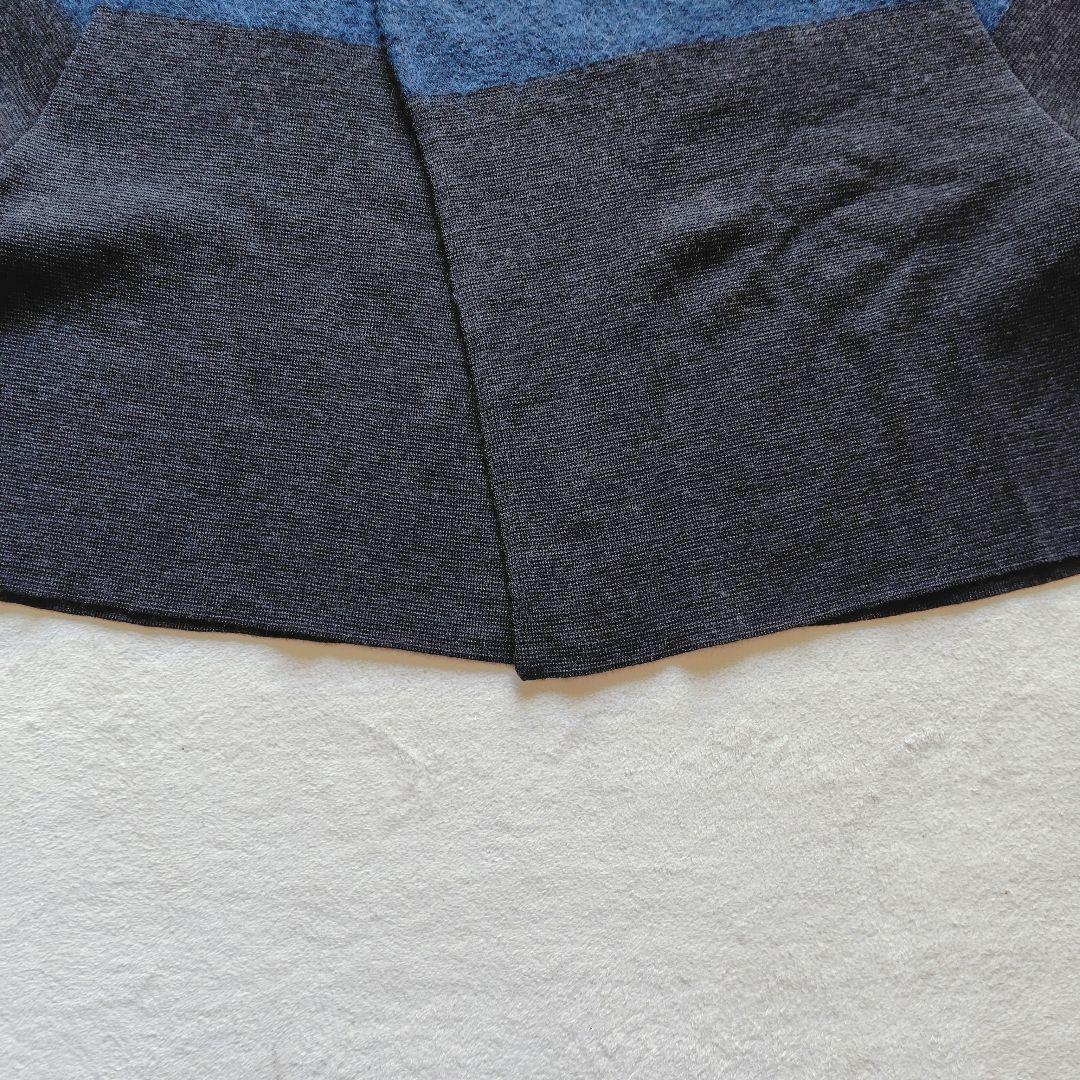 【美品】芽風 モヘヤ混 切替 ニット カーディガン チャコール ネイビー 38