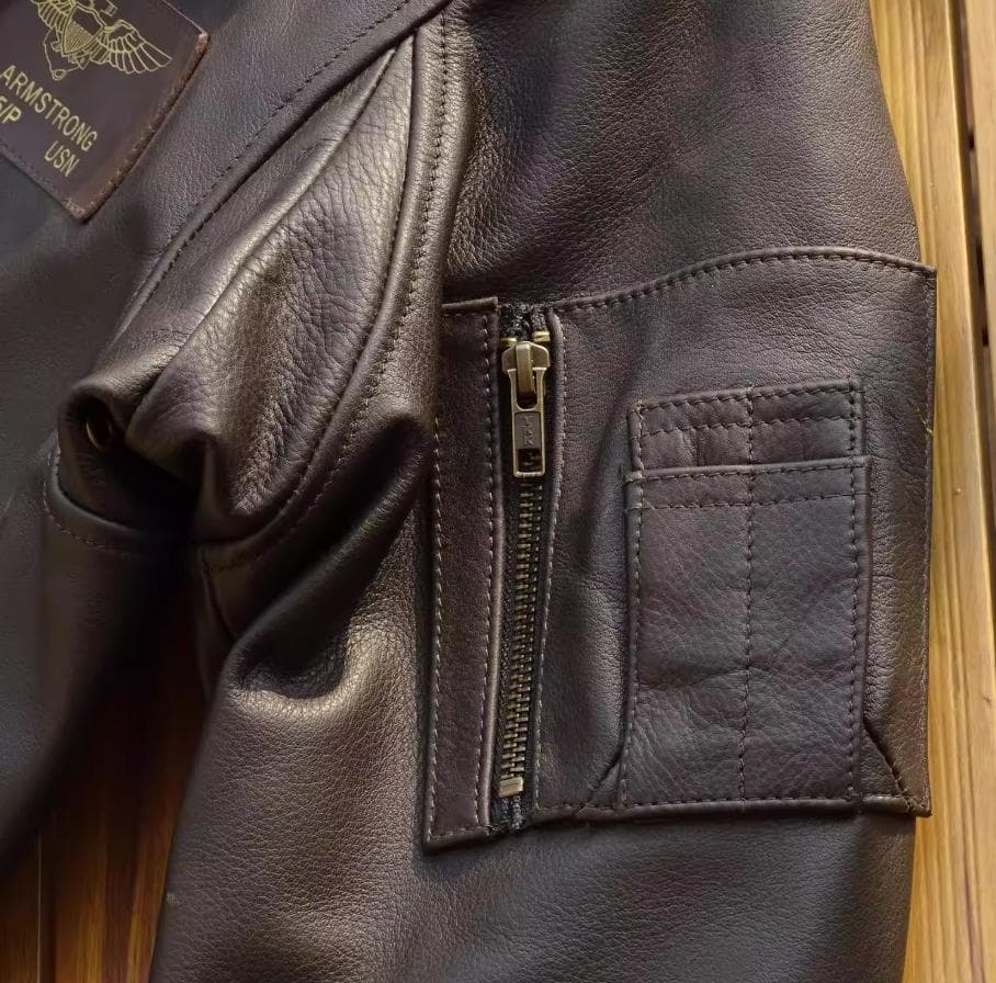 【#10161-A】トップガンCWU-45/P風 空軍フライトジャケット牛革 茶
