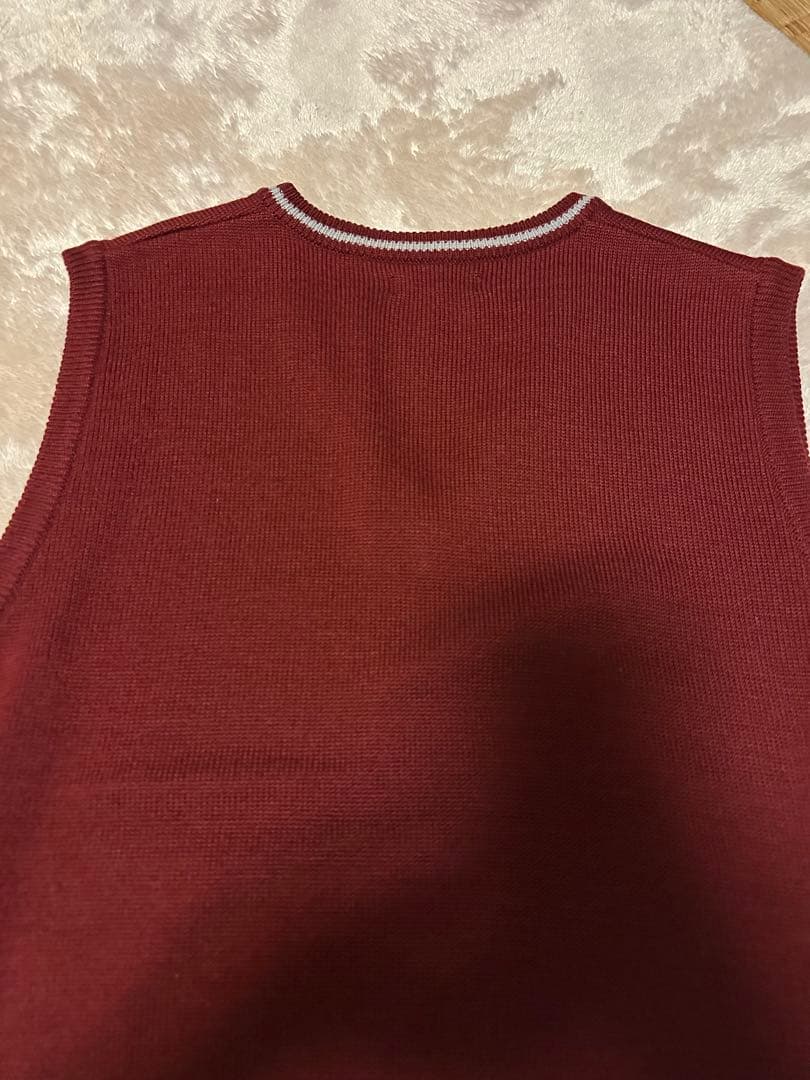 ワインレッド Vネック ベスト・制服ズボン(夏冬)２本セット