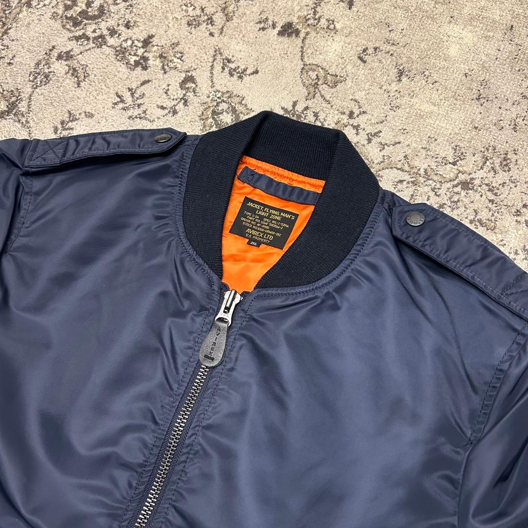 【希少2XL★美品】AVIREX　L-2A　フライトジャケット　ネイビー