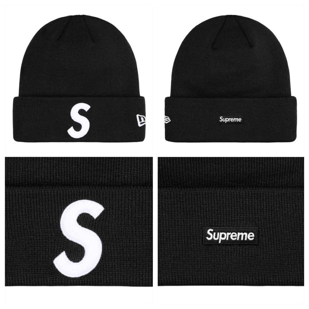 超美品 Supreme New Era ビーニー ニットキャップ 黒 Sロゴ