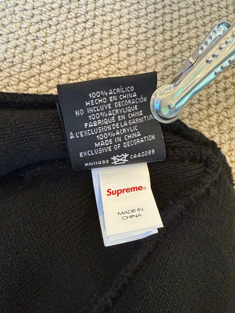 超美品 Supreme New Era ビーニー ニットキャップ 黒 Sロゴ