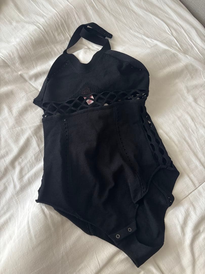 トップス fetico mesh knit halter neck bodysuit