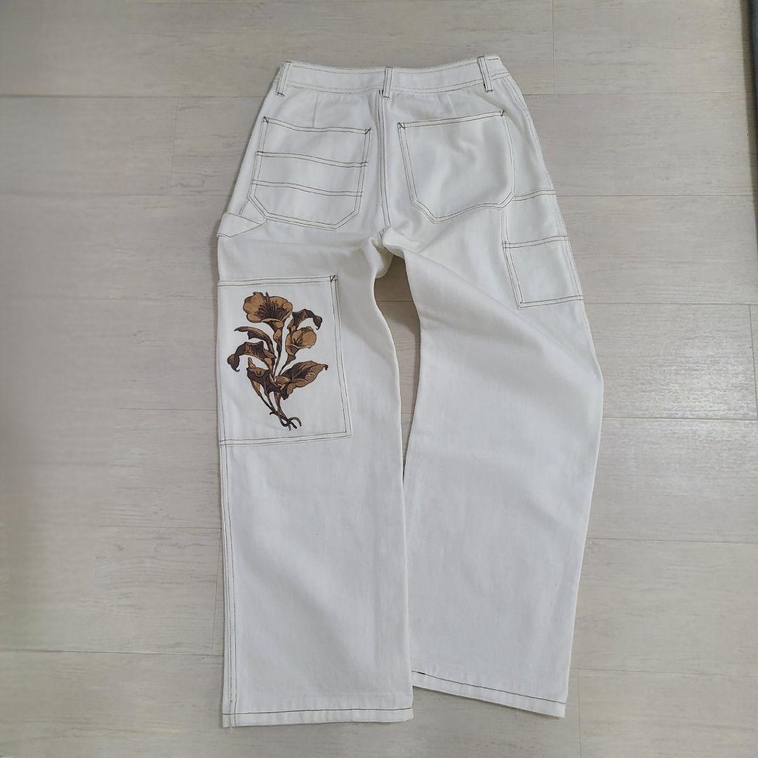 AMERI IMANE PAINTER PANTS 花柄 デニム パンツ M