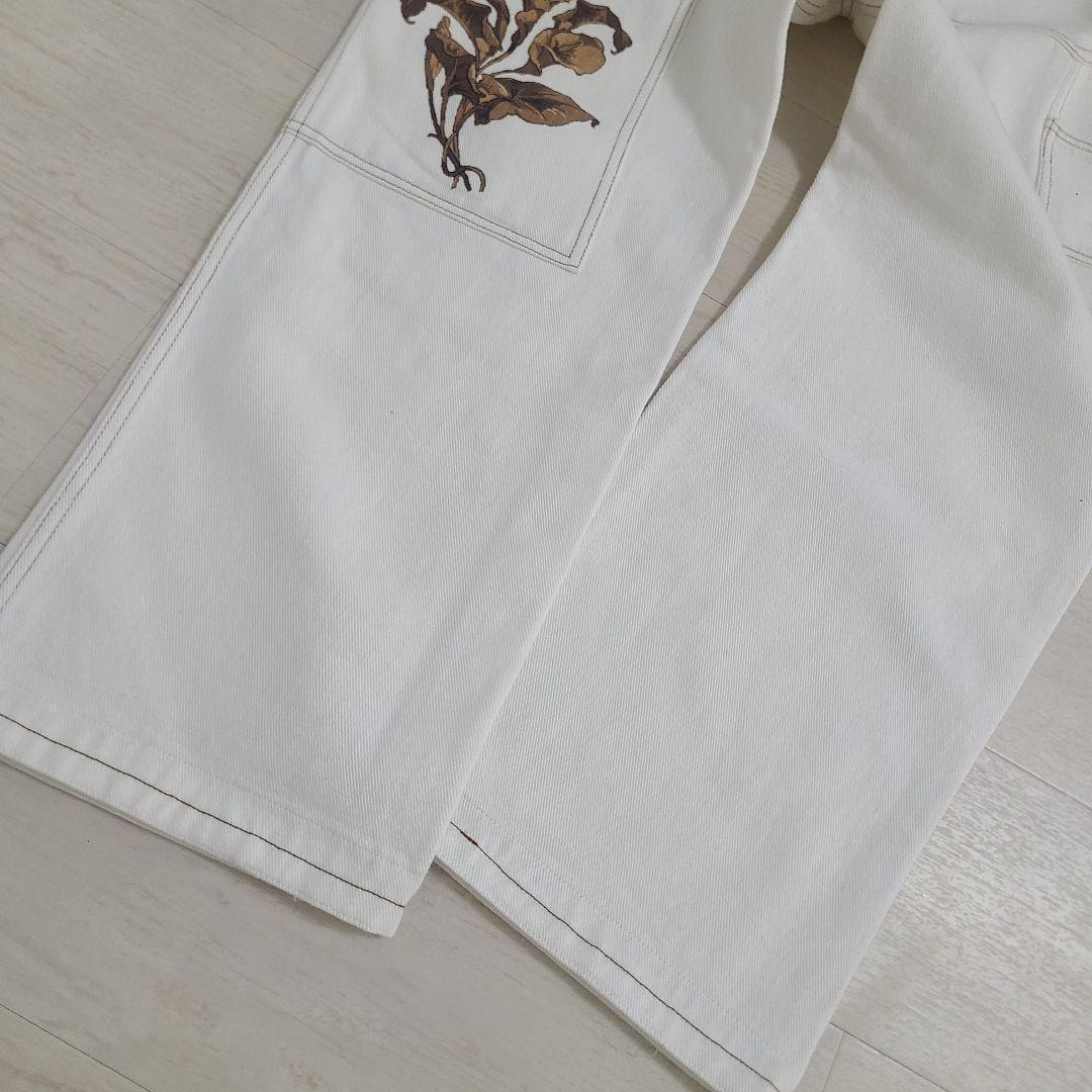 AMERI IMANE PAINTER PANTS 花柄 デニム パンツ M