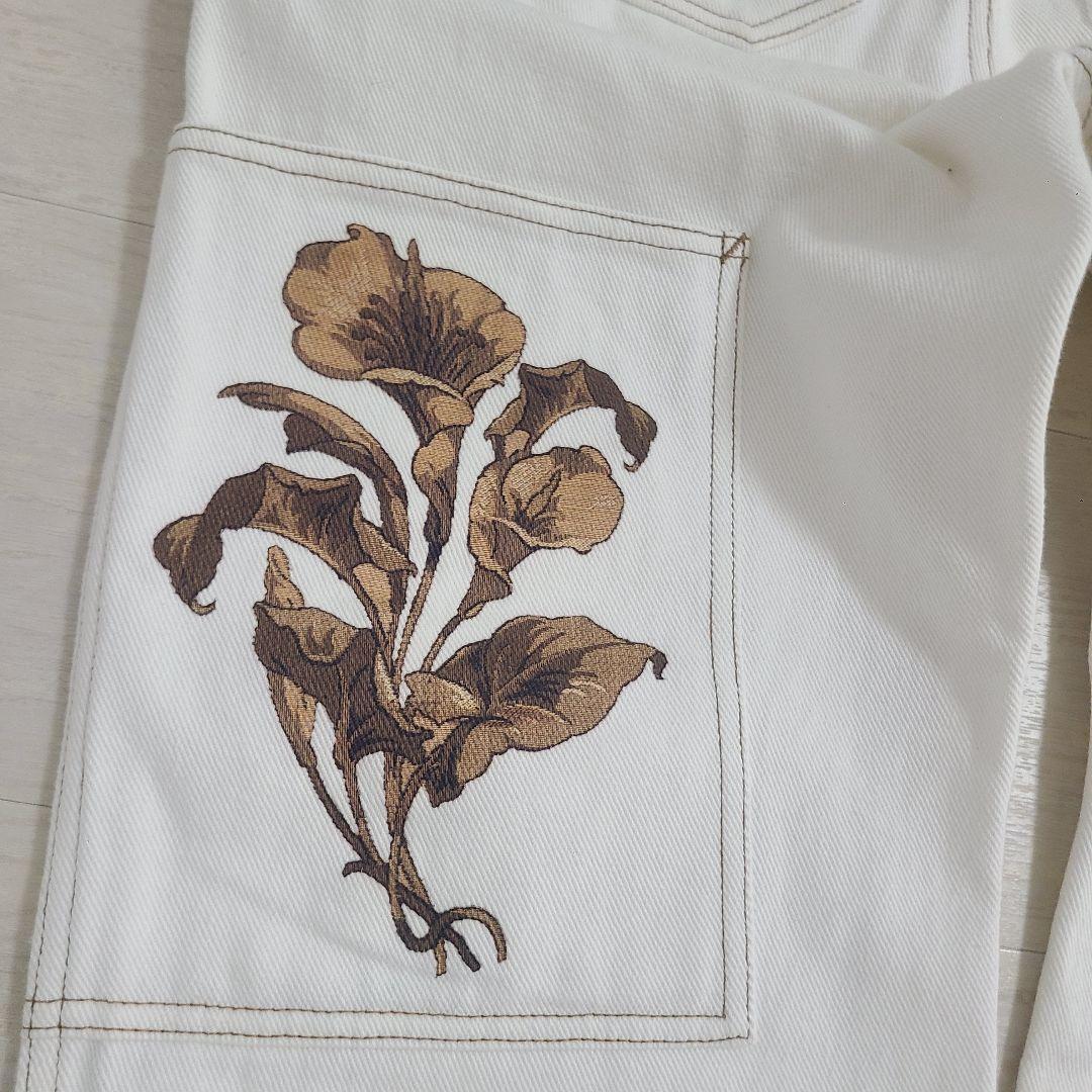 AMERI IMANE PAINTER PANTS 花柄 デニム パンツ M