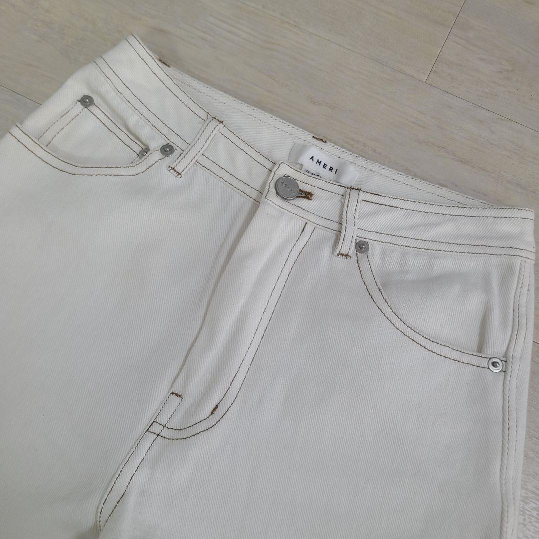 AMERI IMANE PAINTER PANTS 花柄 デニム パンツ M