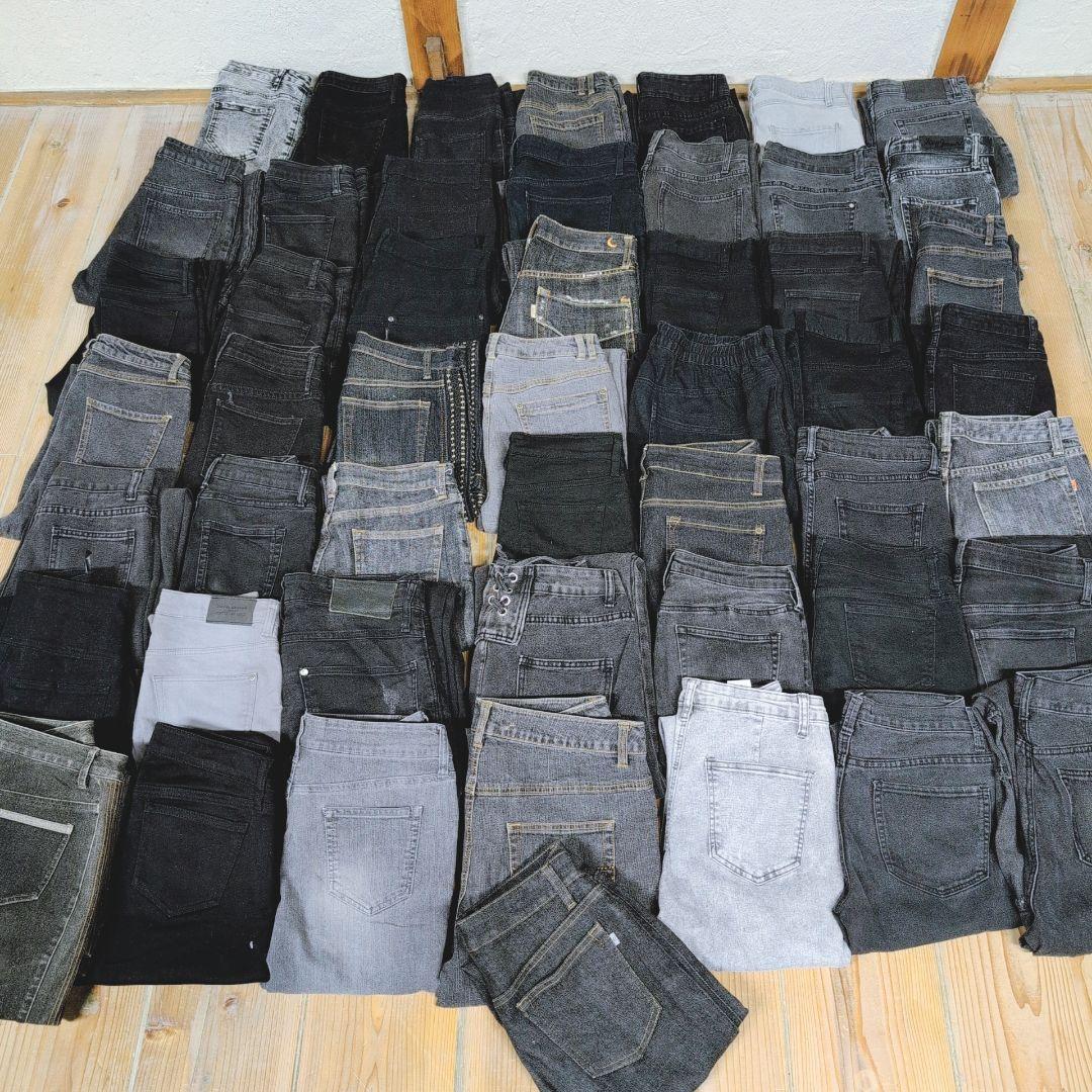 ブラックデニムパンツ 50本まとめ売り リメイク素材 ハンドメイド生地 はぎれ