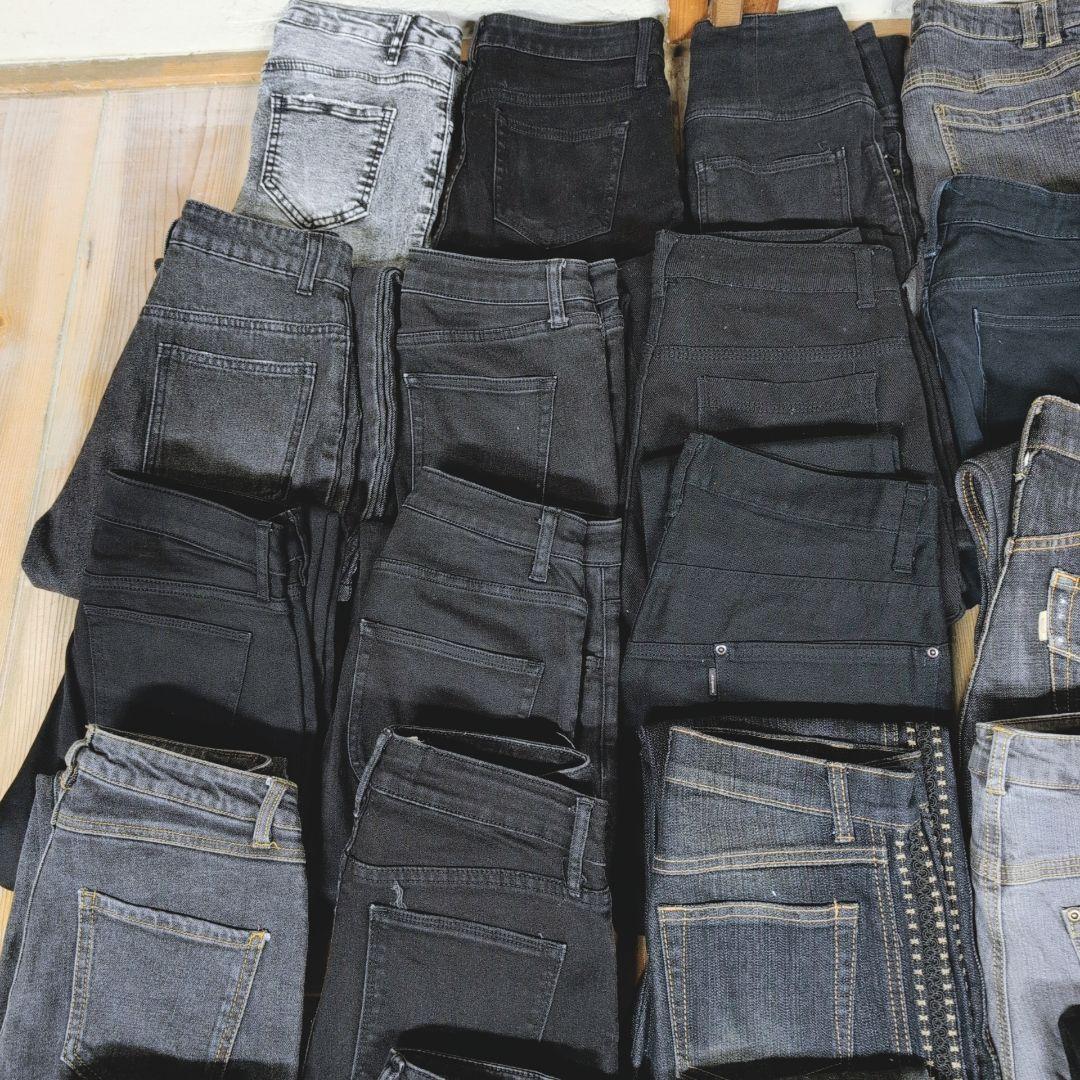 ブラックデニムパンツ 50本まとめ売り リメイク素材 ハンドメイド生地 はぎれ