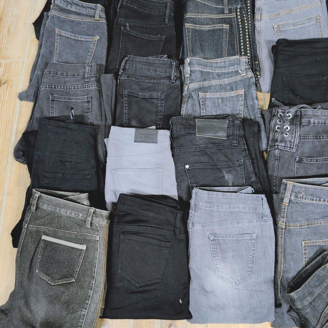 ブラックデニムパンツ 50本まとめ売り リメイク素材 ハンドメイド生地 はぎれ