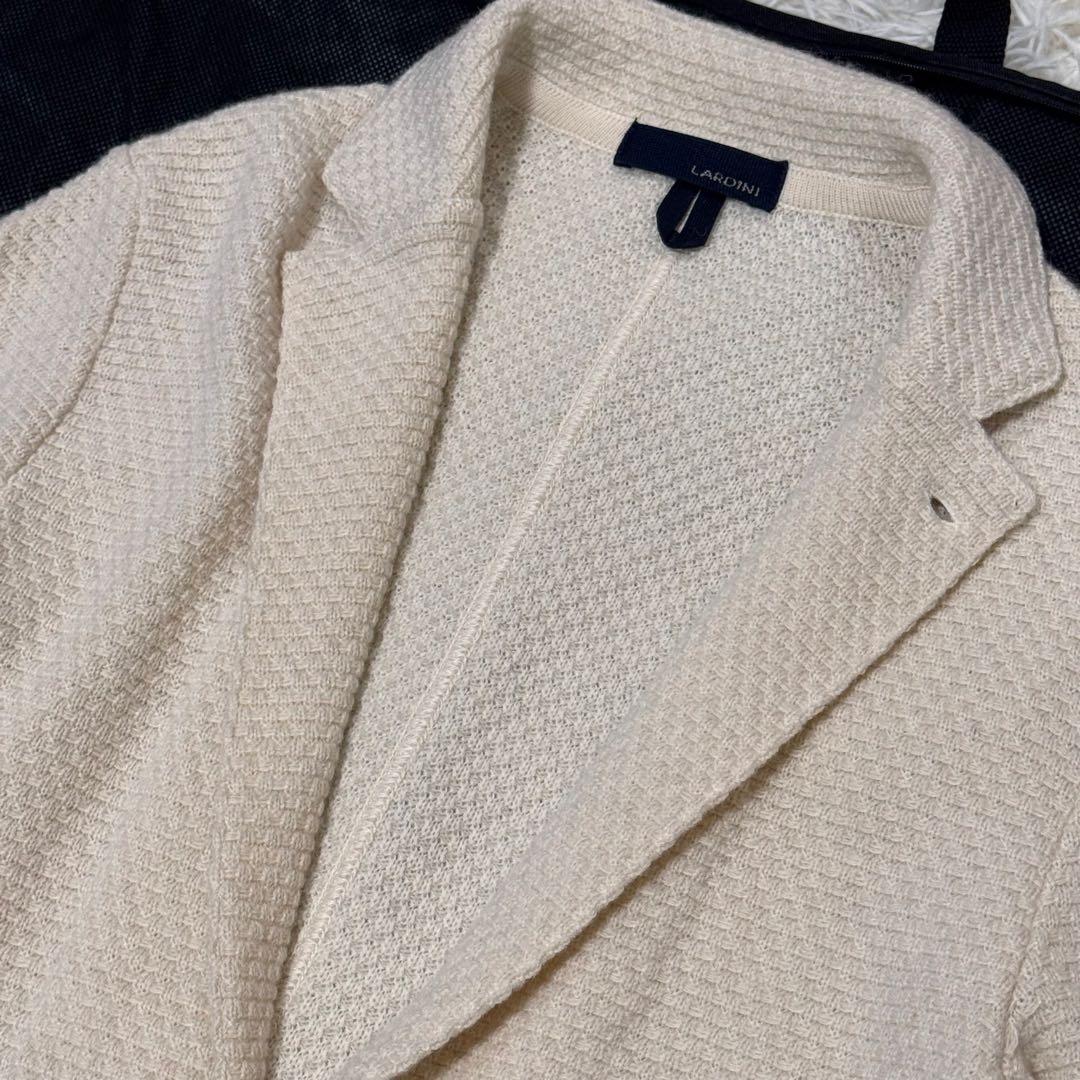 LARDINI　テーラードジャケット　ニットジャケット　白　S アルパカ混