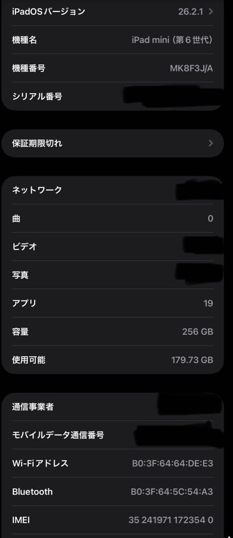 iPadmini 第6世代 256GB wi-fi + Cellular