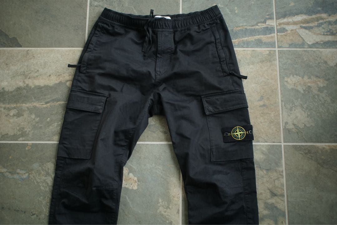 STONE ISLAMD 24AW 製品染 テーパード カーゴパンツ ブラック