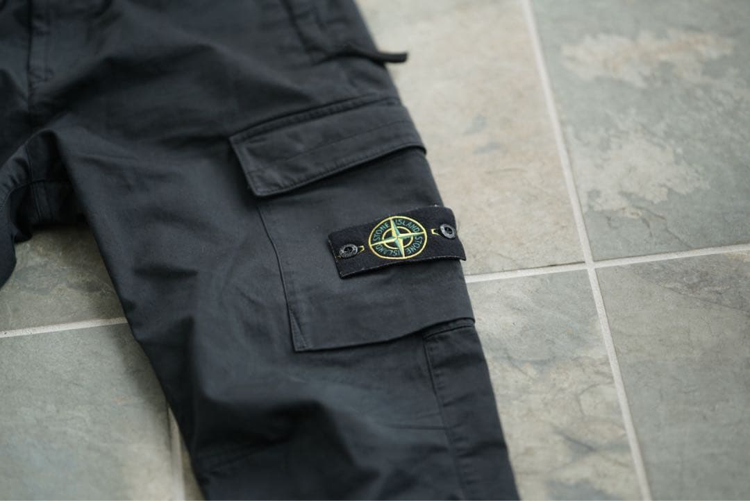 STONE ISLAMD 24AW 製品染 テーパード カーゴパンツ ブラック