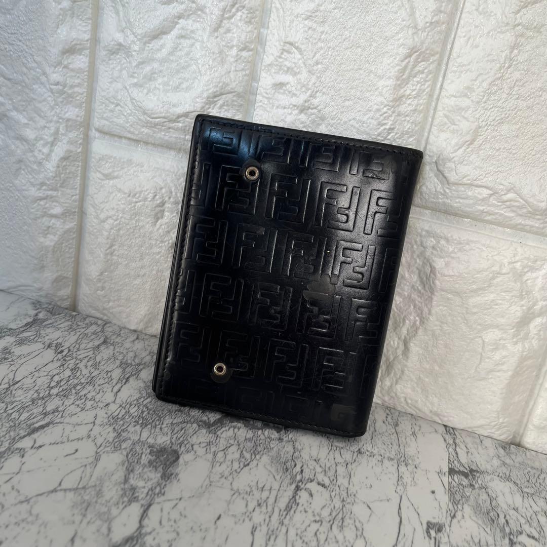 FENDI フェンディ ズッカ柄 型押しレザー 二つ折り財布 ミニ財布