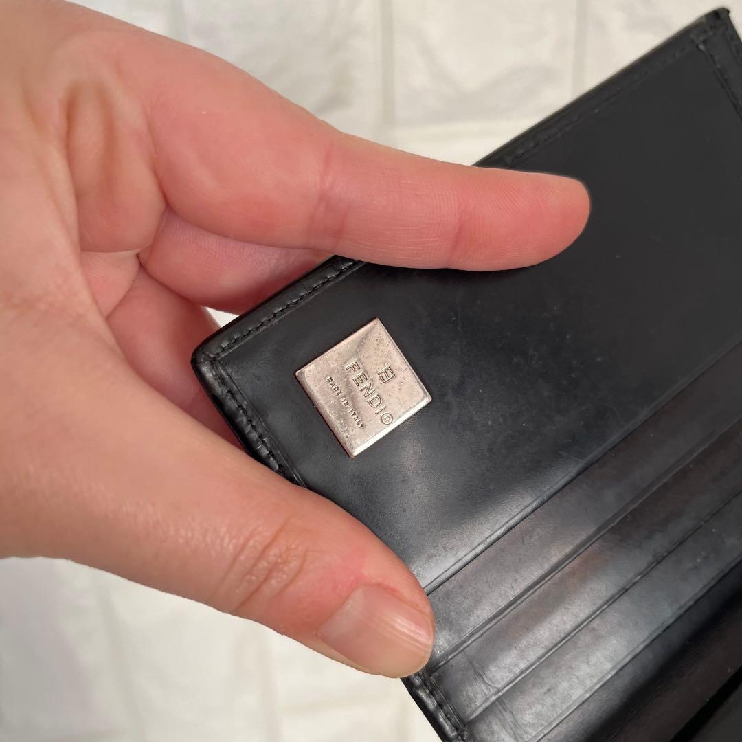 FENDI フェンディ ズッカ柄 型押しレザー 二つ折り財布 ミニ財布