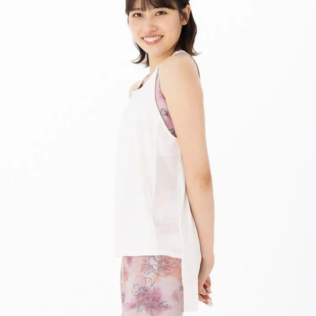 ヨガウェア ピンク花柄 タンクトップ