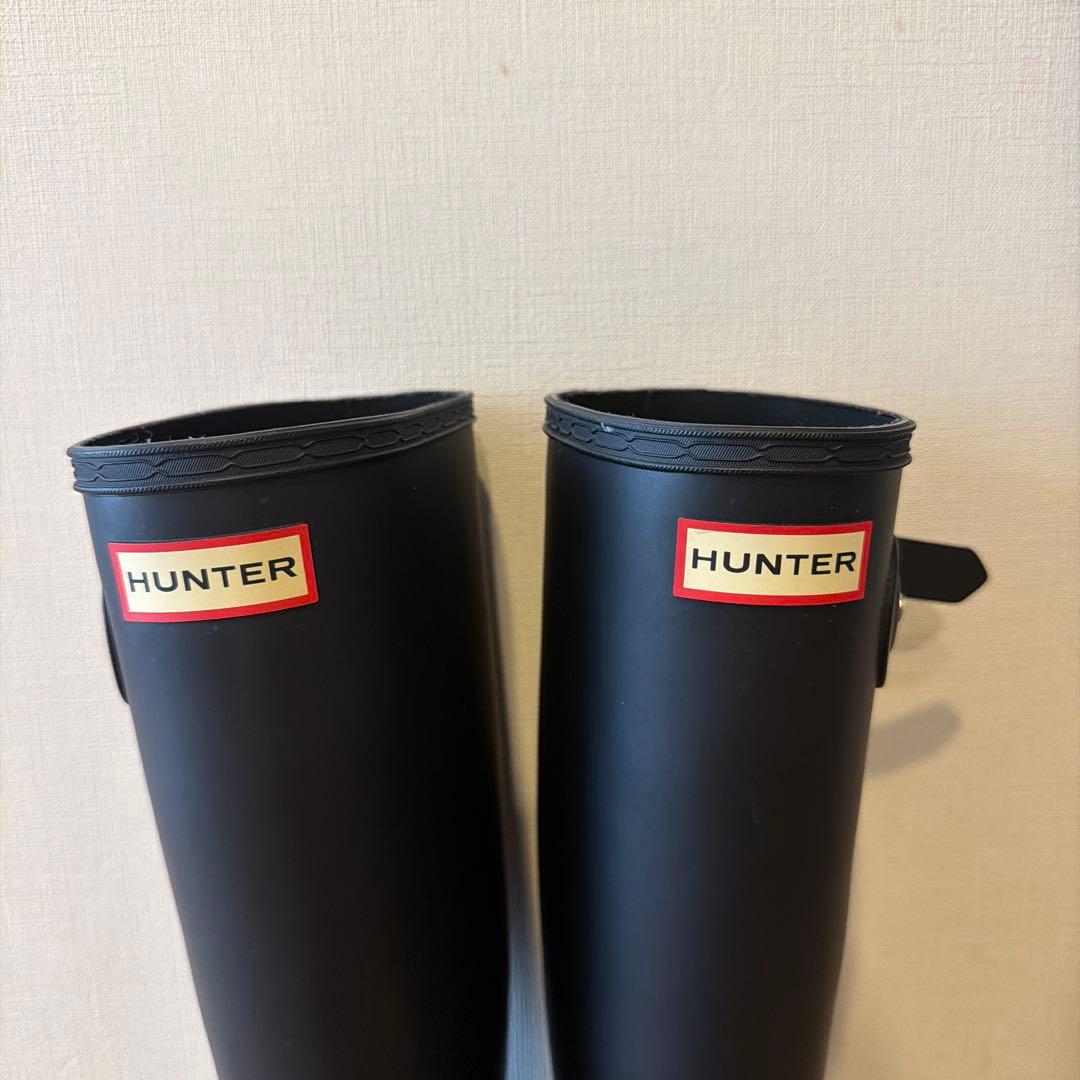 HUNTER ブラック 長靴 サイドストラップ付き　US7