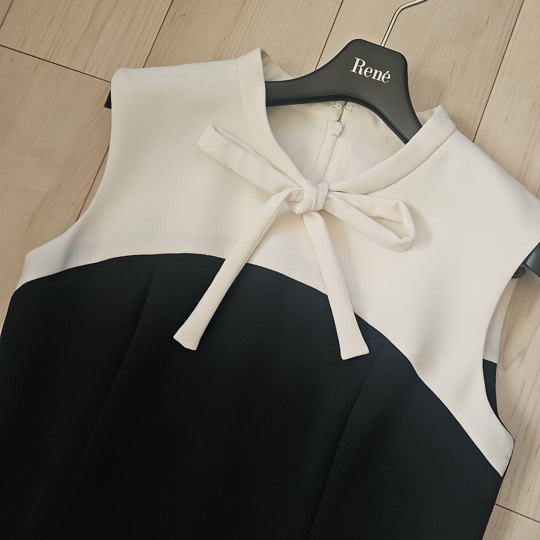 Rene ノースリーブワンピース ネイビー アイボリー