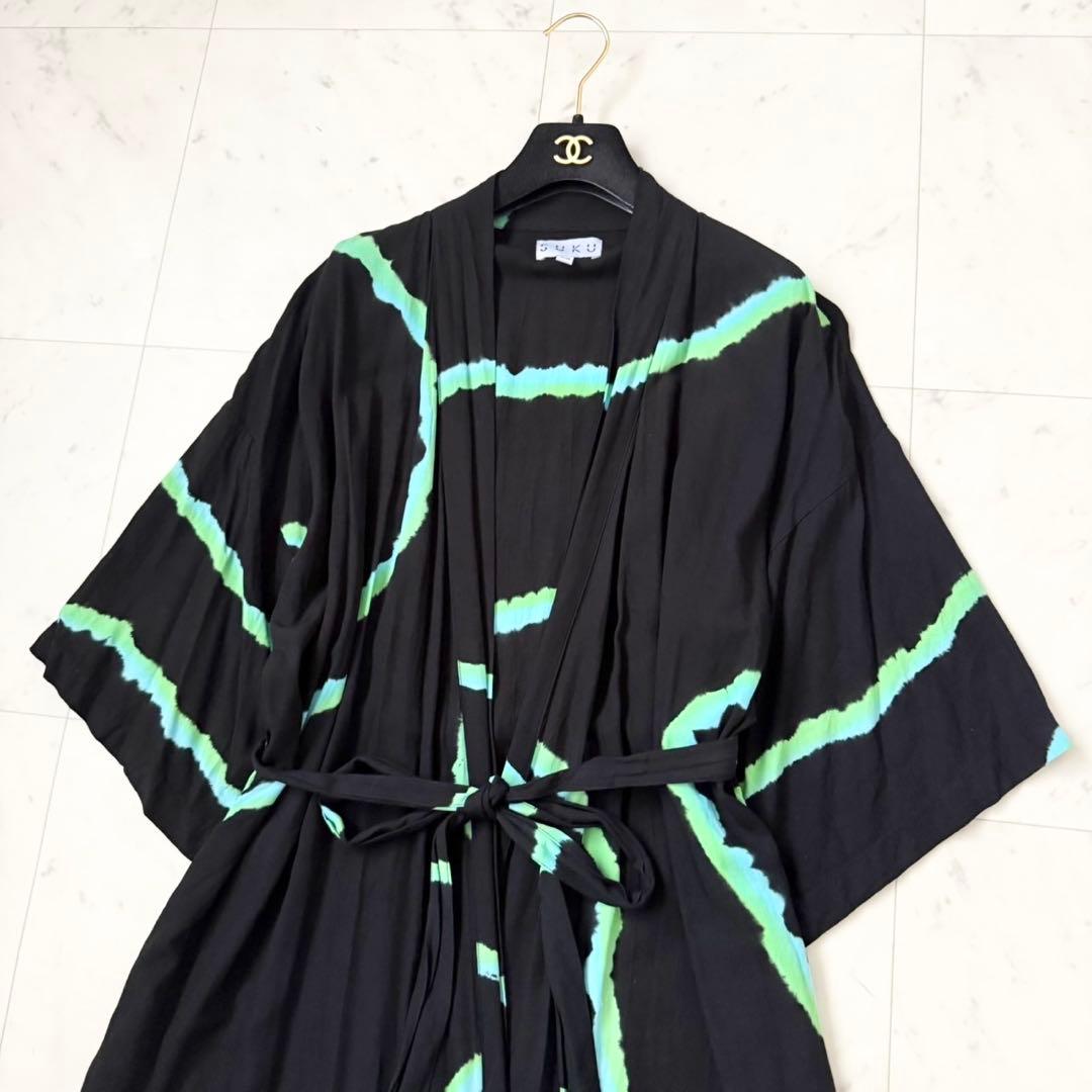 【人気】ＳＵＫＵ　 DRESSING GOWN バスローブ　ガウン　黒