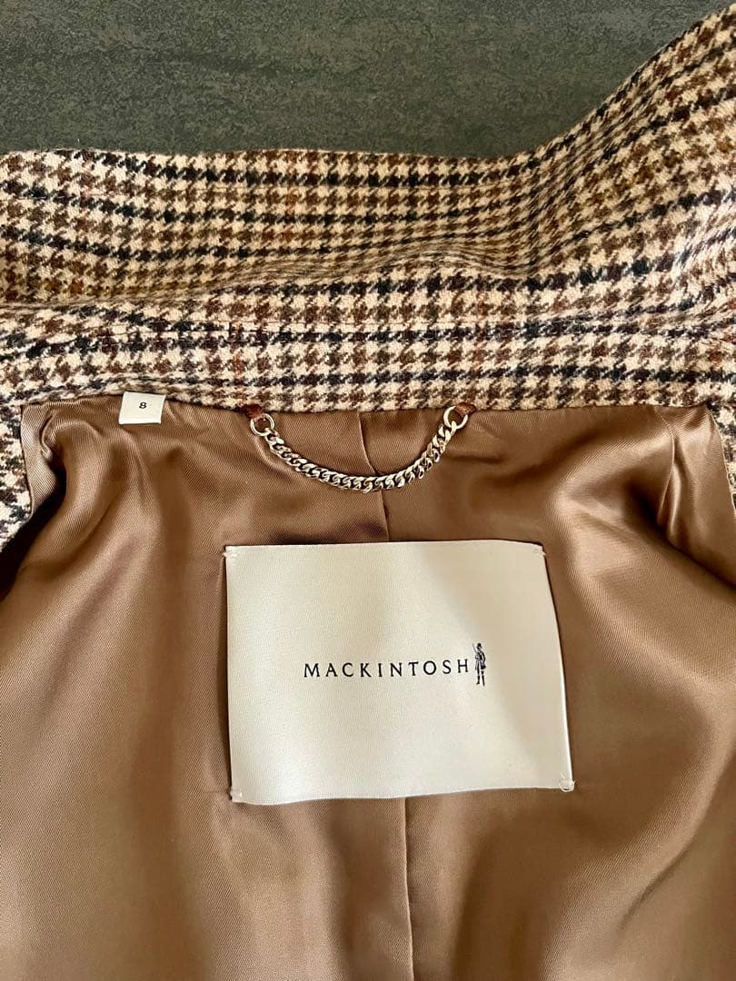 美品MACKINTOSH チェック柄 ロングコート サイズ8